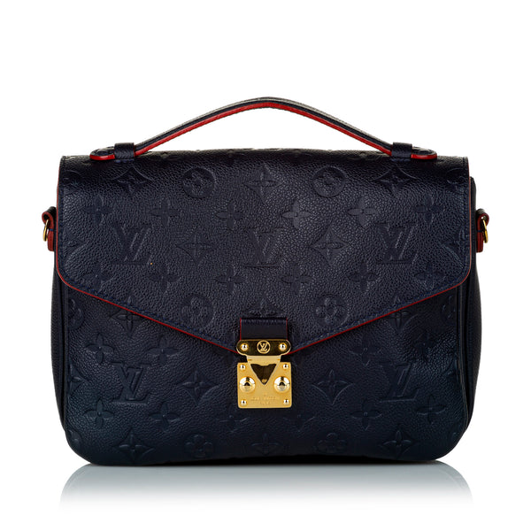 Louis Vuitton Navy Blue Marine x Red Leather Monogram Empreinte