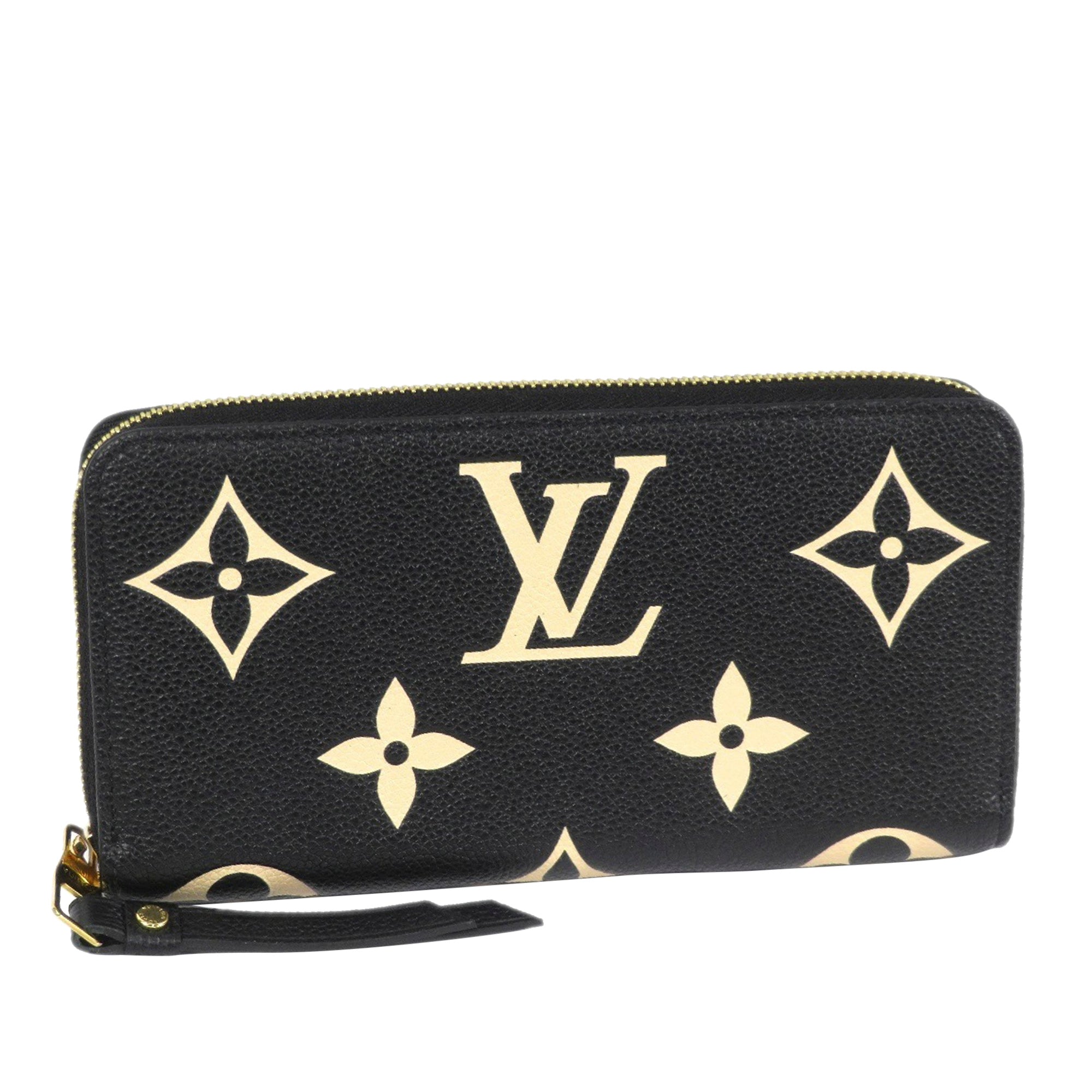 LOUIS VUITTON LV MONOGRAM LEATHER COIN PURSE GOLD ZIPPER WALLET