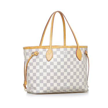 White Louis Vuitton Damier Azur Neverfull PM Tote Bag