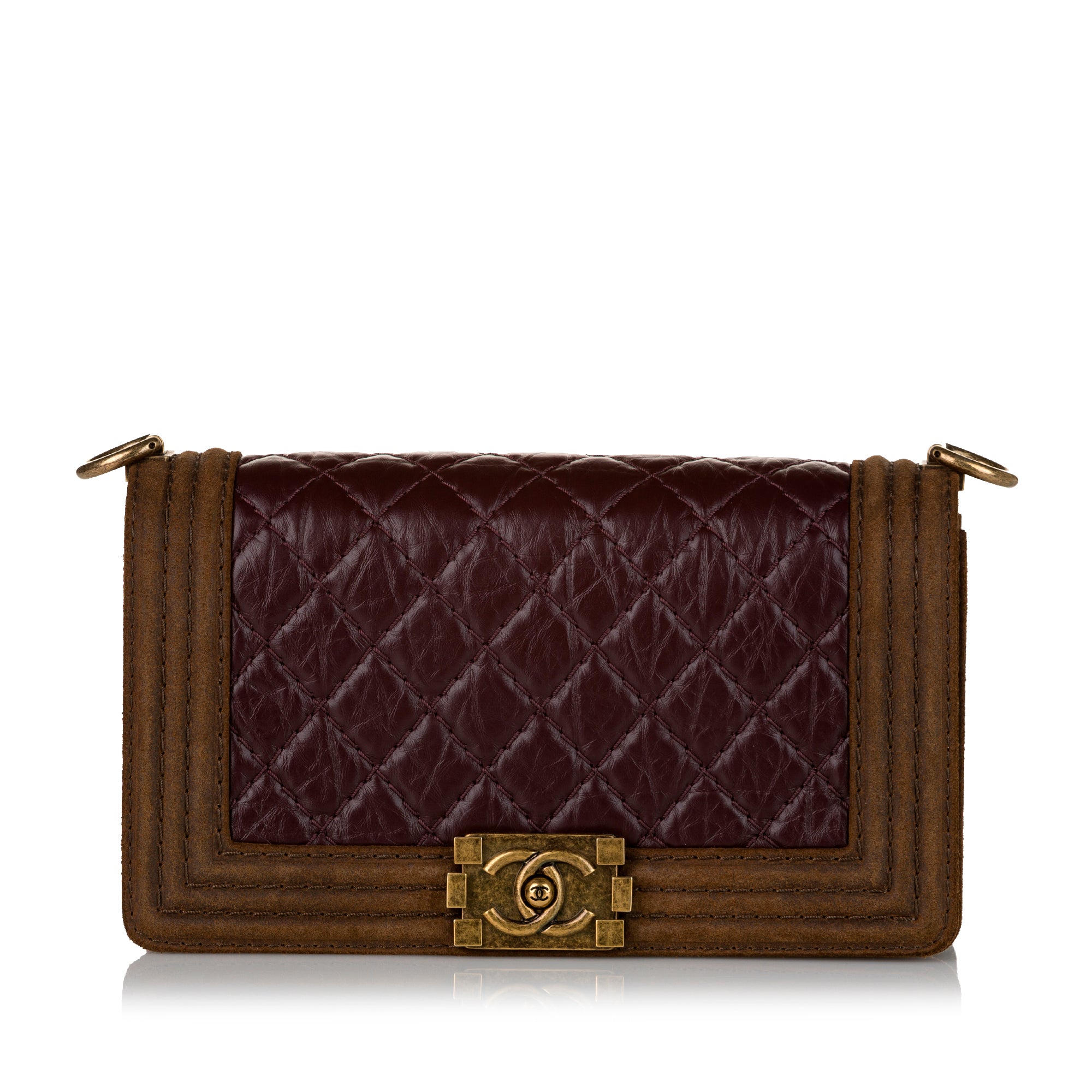 Image of Brown Chanel Le Boy Flap Crossbody Bag