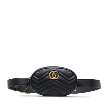 GUCCI GG Marmont Matelasse Leather Belt Bag Black 523380