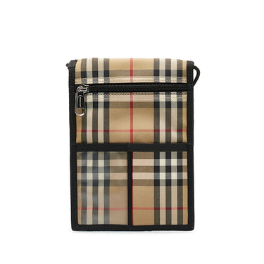 Burberry: Beige & Tan Check Card Holder