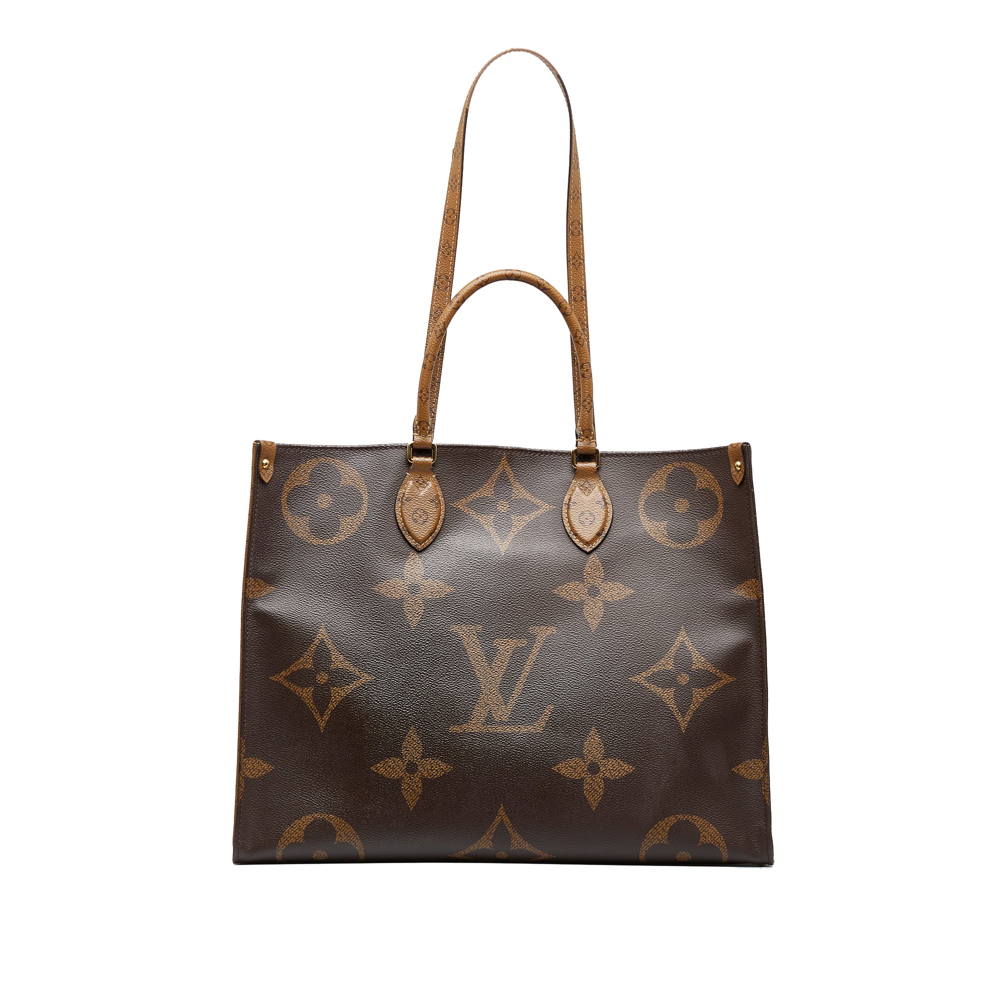 Image of Brown Louis Vuitton Monogram Reverse OntheGo GM Satchel