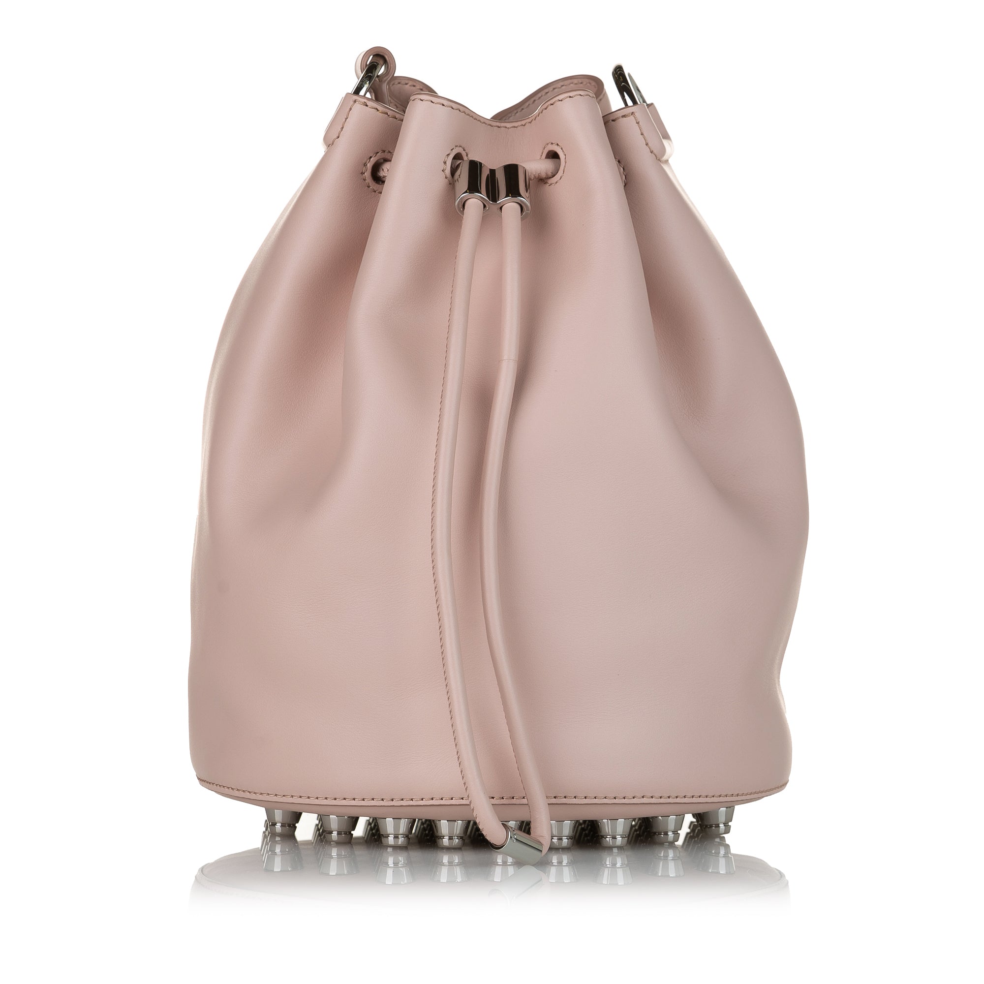 Pink Diego Leather Drawstring Alpha Bucket Bag