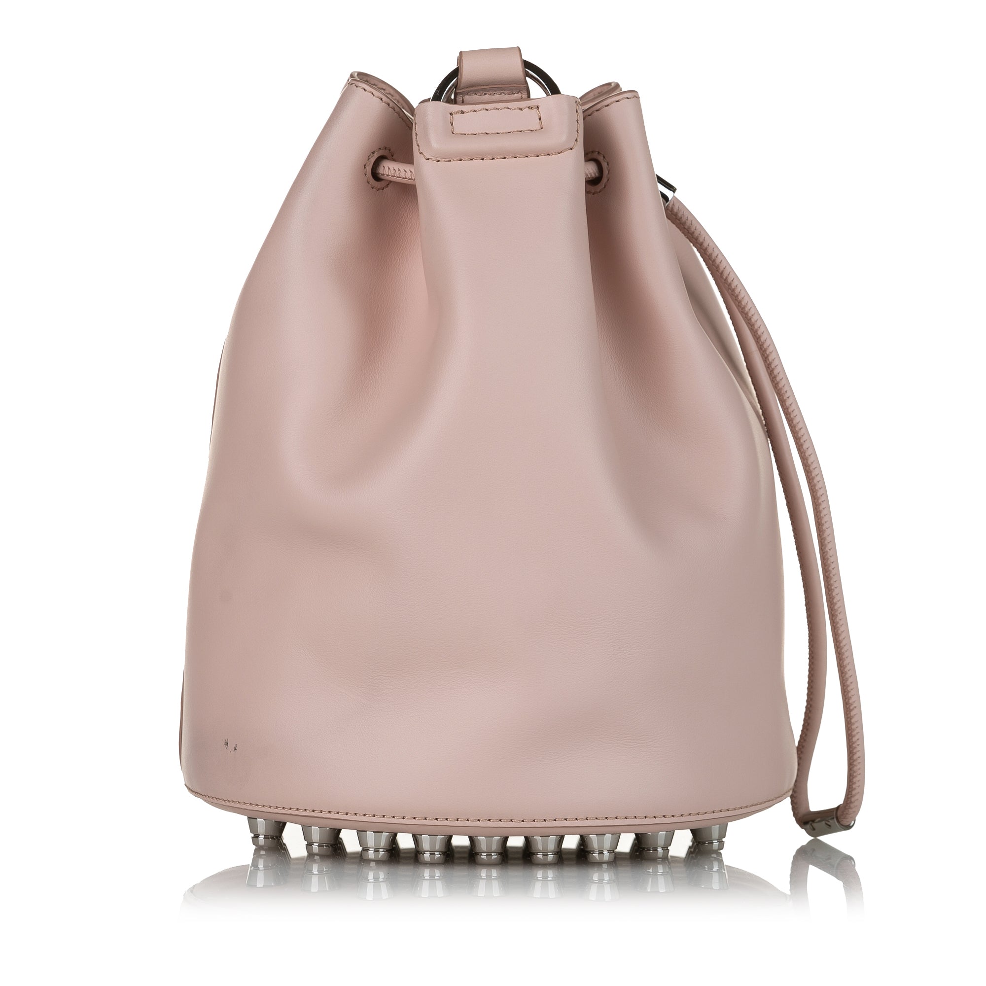 Pink Diego Leather Drawstring Alpha Bucket Bag