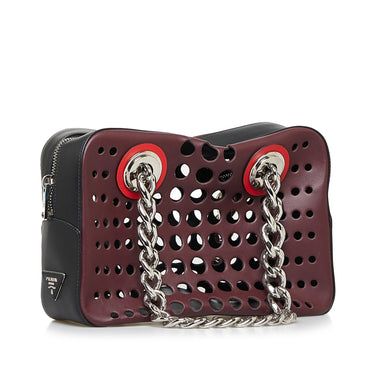 Prada Perforated Leather Wristlet Clutch Bag