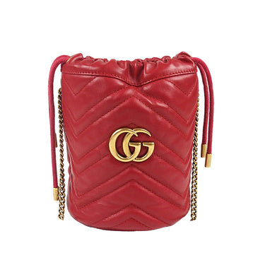 Gucci Red Mini GG Marmont Matelasse Velvet Crossbody Bag Metal