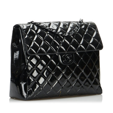 Black Chanel So Black Matelasse Patent Leather Single Flap Bag – Designer  Revival