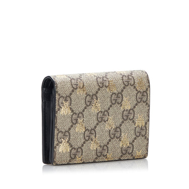 Gucci Bifold Coin Pouch Wallet GG Supreme Web Brown in Canvas