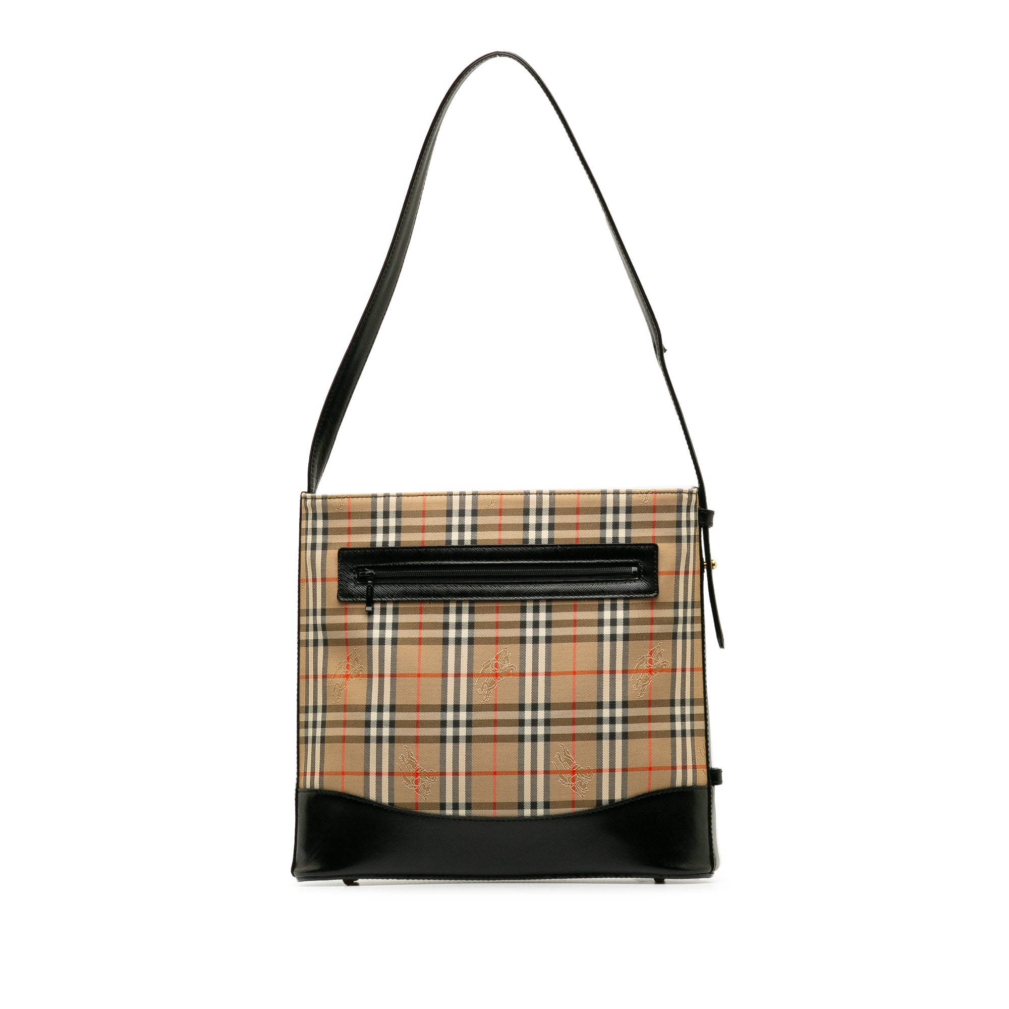 image of Tan Burberry Haymarket Check Shoulder Bag