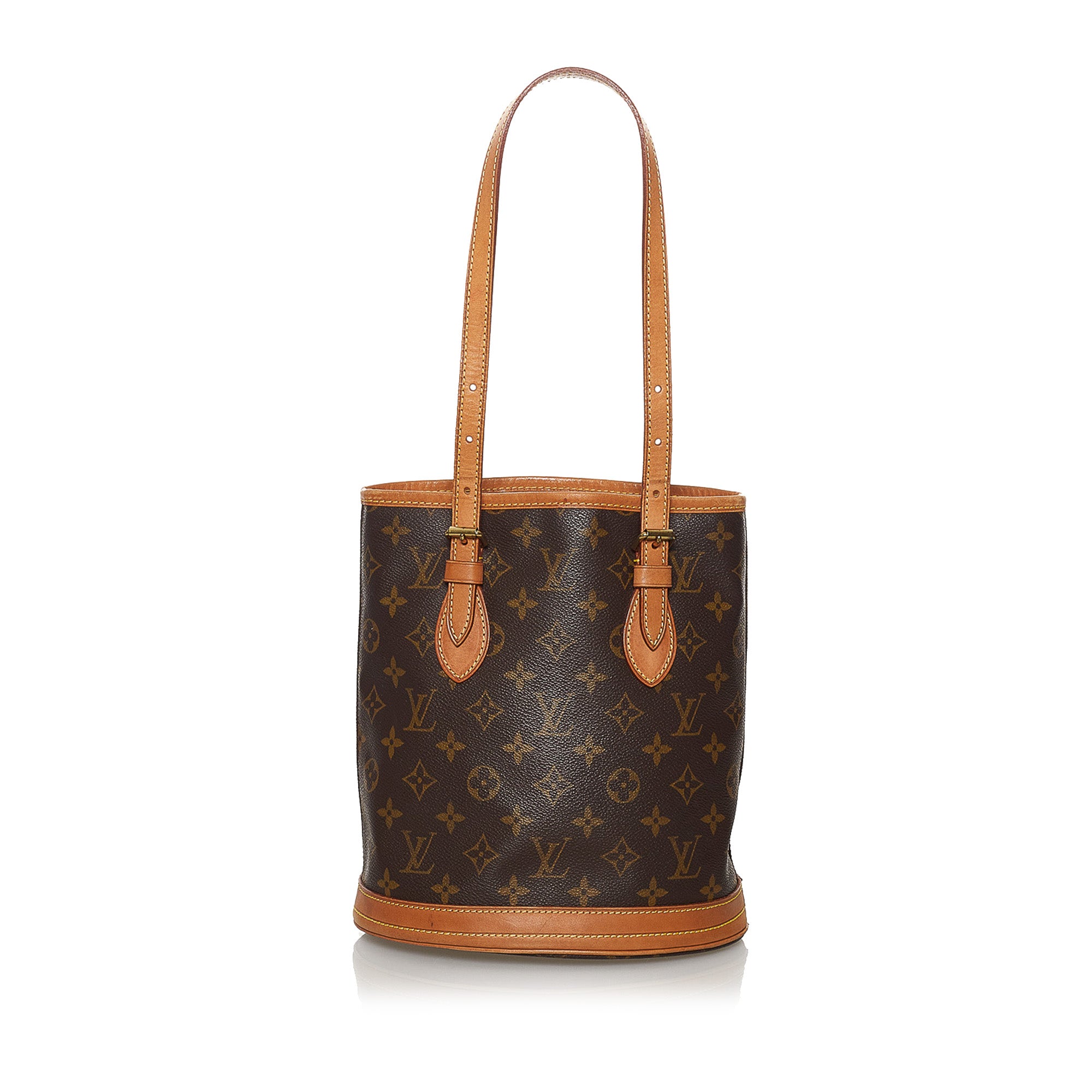 LOUIS VUITTON Alma Monogram Canvas Satchel Bag Brown