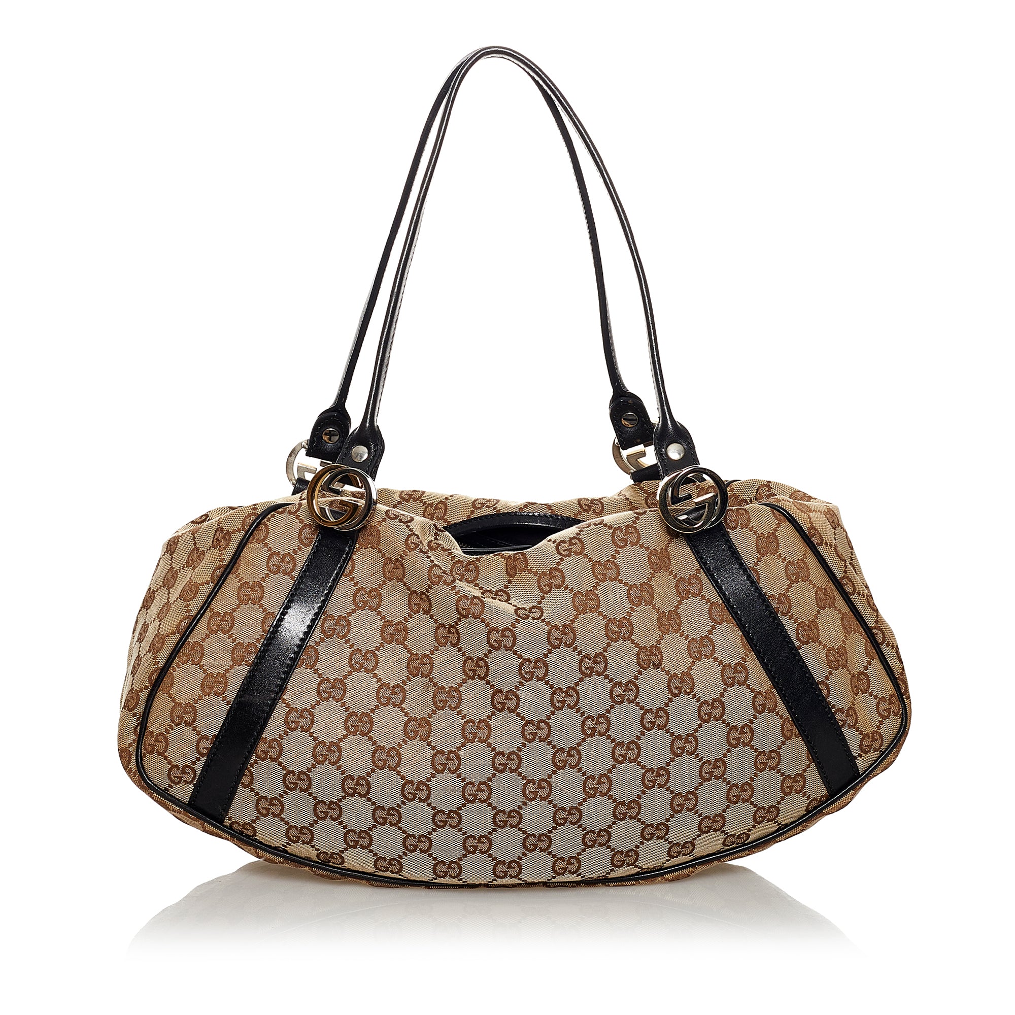 Brown Gucci GG Canvas Web Shoulder Bag