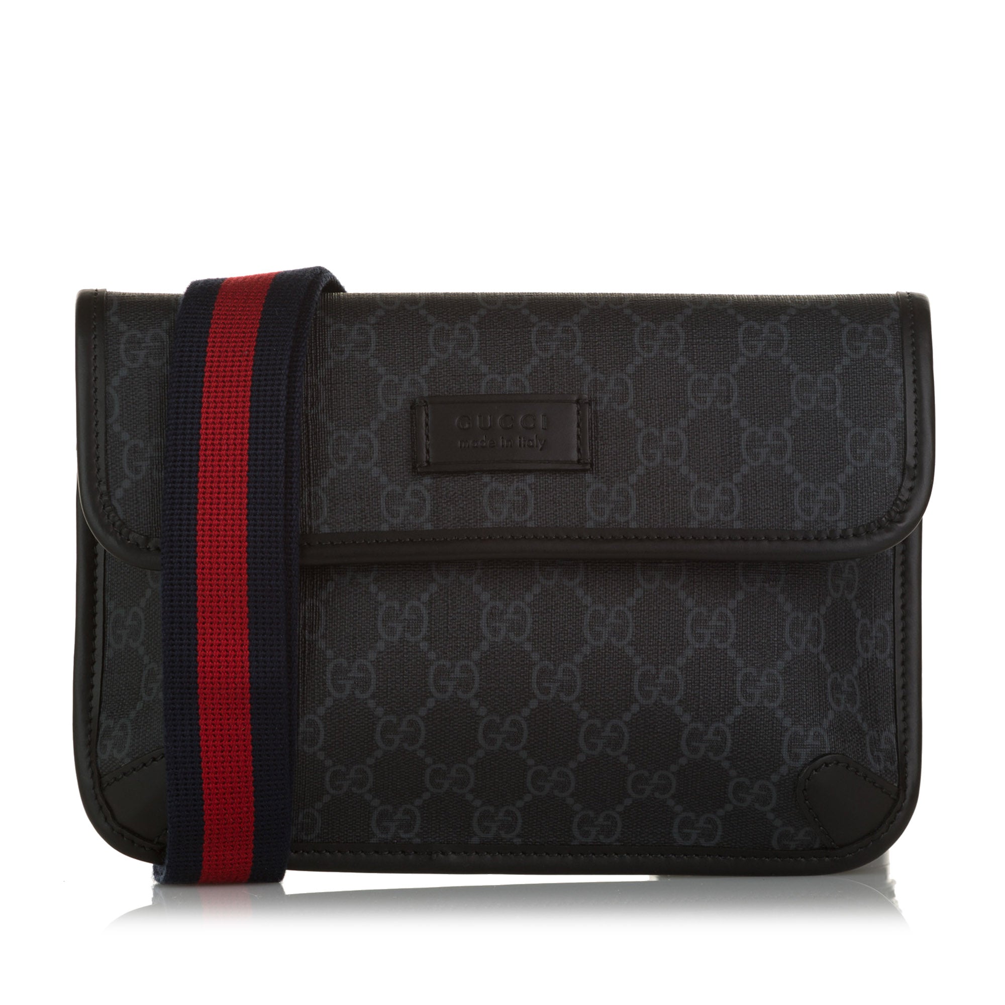 GG Supreme Web Belt Cross Body Bag in Black Gucci