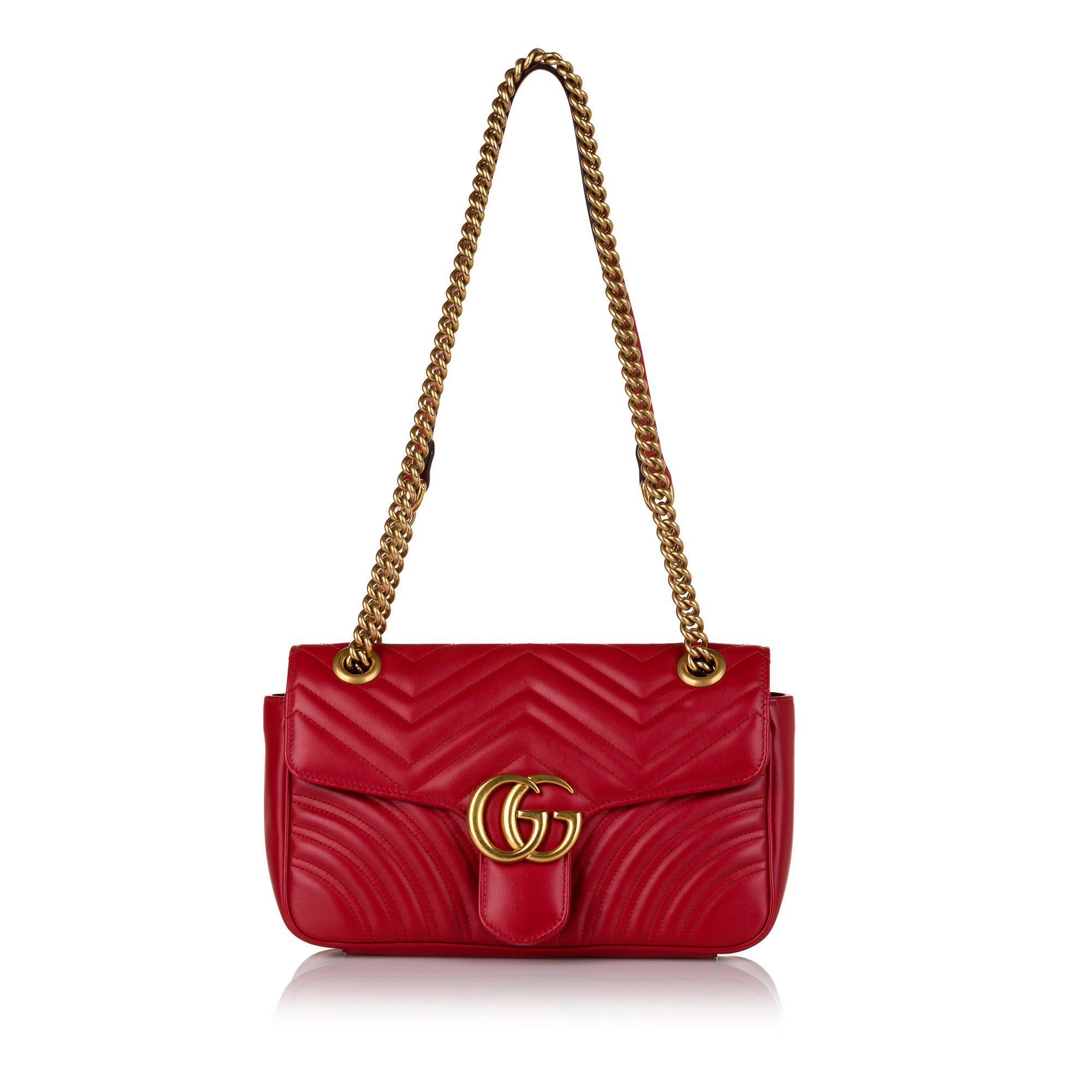 Gucci GG Marmont Small Matelasse Canvas Shoulder Bag Red 443497