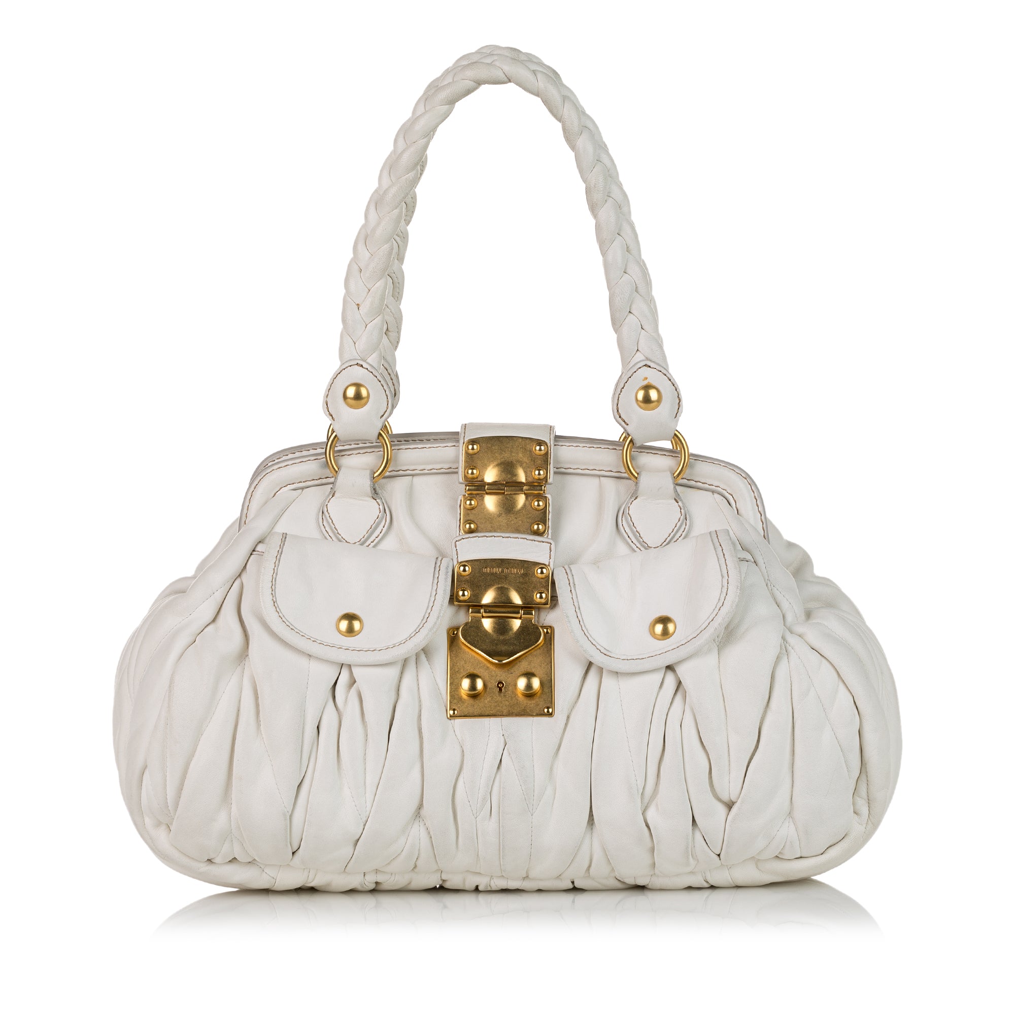 Miu Miu Shoulder Bags Outlet Genuine - Nappa Leather White