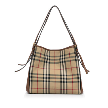 Burberry Brown Haymarket Check Canterbury Tote Bag Beige Orange