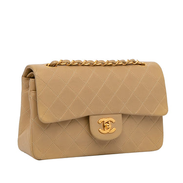 Beige Chanel Mini Classic Square Lambskin Single Flap Bag – Designer Revival