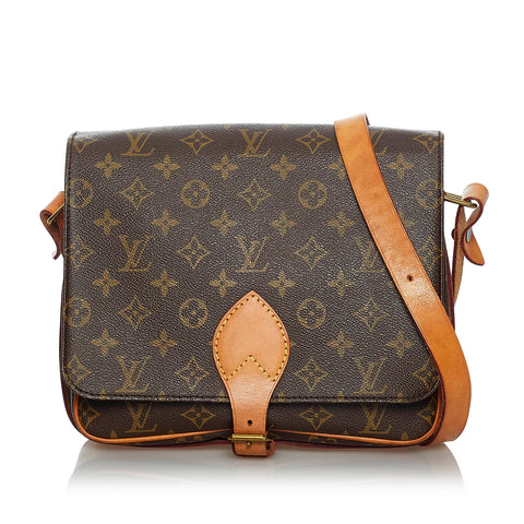 Leather Monogram Canvas Cartouchiere GM (Authentic Pre-Owned)