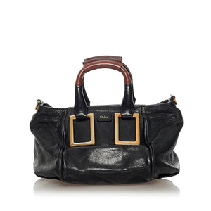 Black Chloe Ethel Leather Satchel Bag