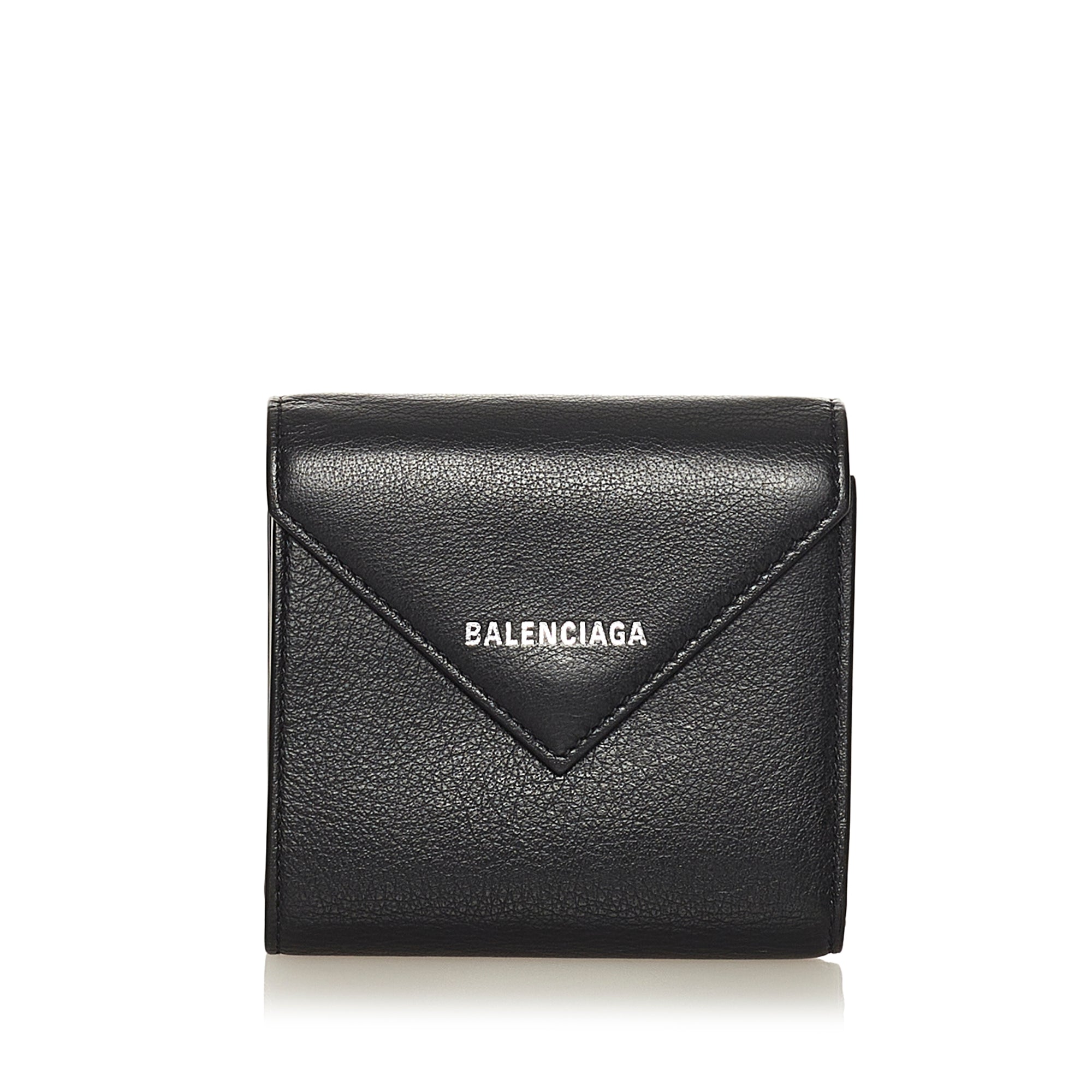 Balenciaga Black Leather Grid Square Wallet Balenciaga