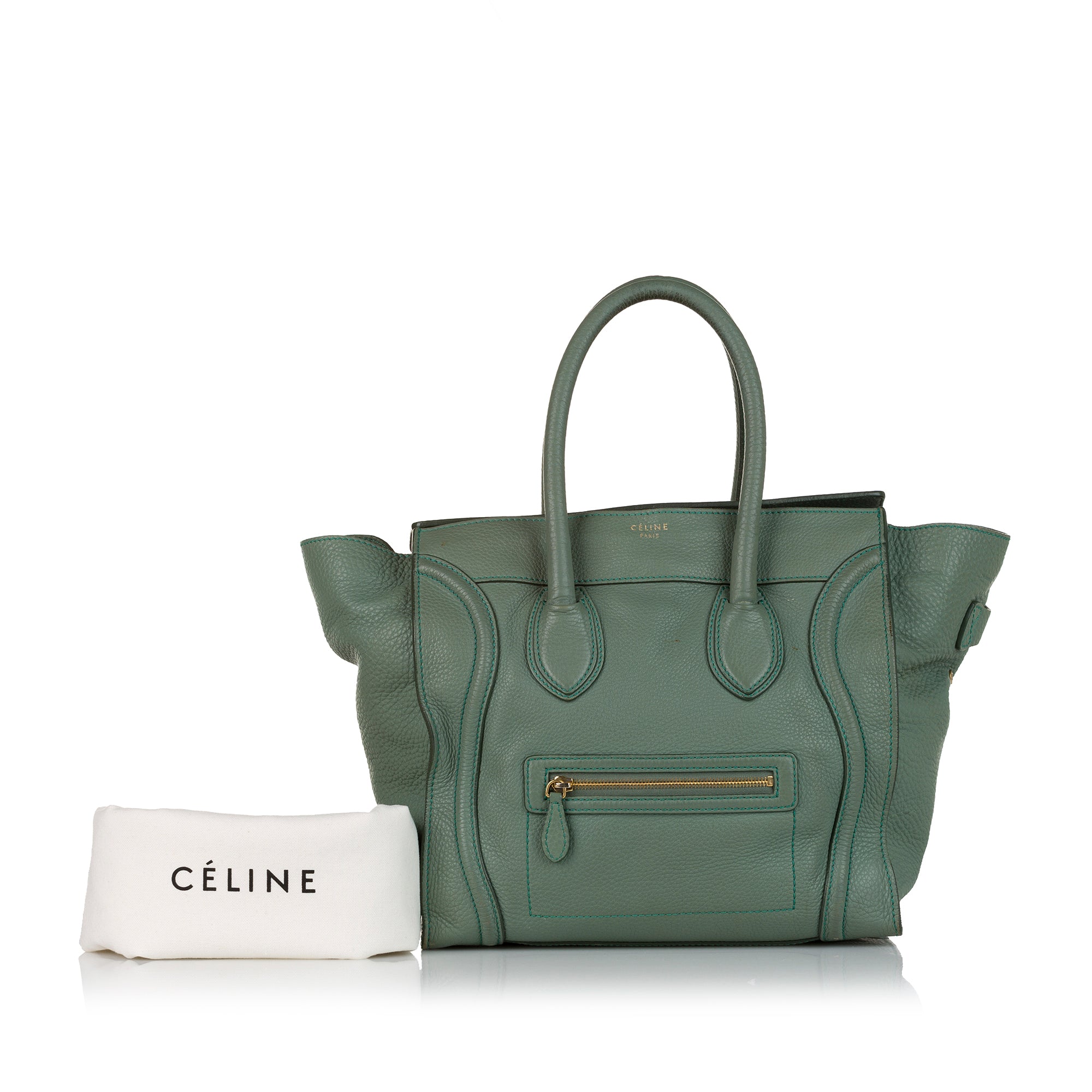 celine mini luggage green