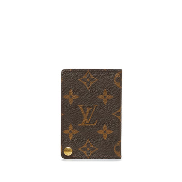 Louis Vuitton Womens Monogram Coated Canvas Porte cartes Credit Pression Brown