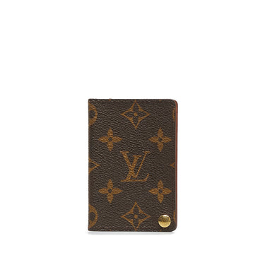 Louis Vuitton Womens Monogram Coated Canvas Porte cartes Credit Pression Brown