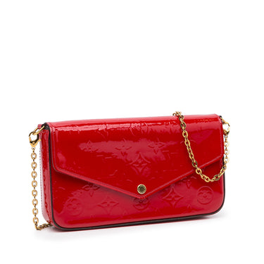 Louis Vuitton Pochette Felicie Monogram Vernis Cerise Cherry in Patent  Leather with Gold-tone - US