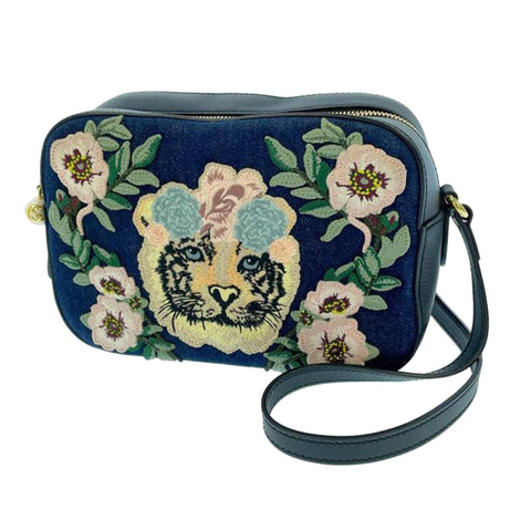 Gucci Flower Tiger Denim Camera Bag