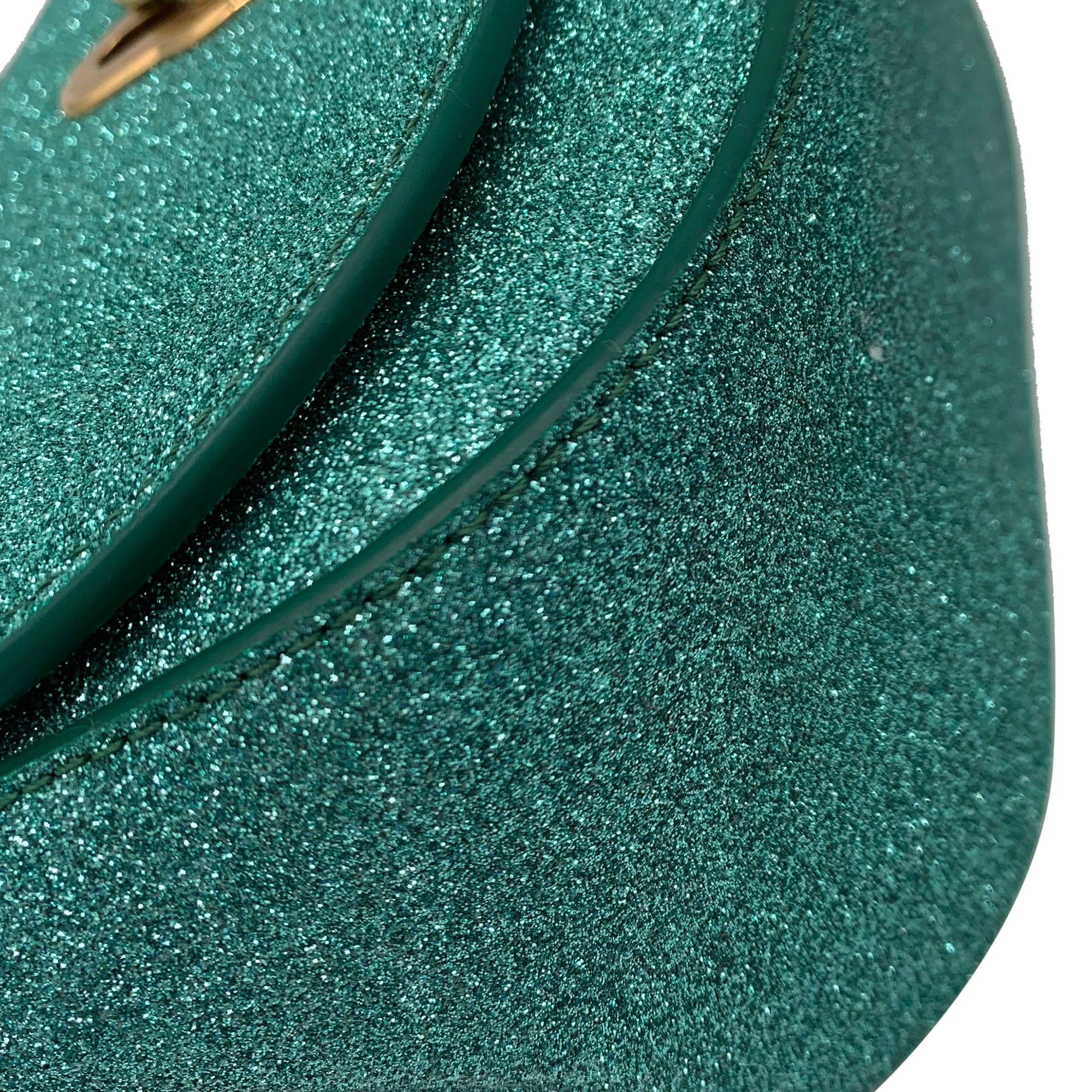 Green Glitter Amberley Leather Satchel