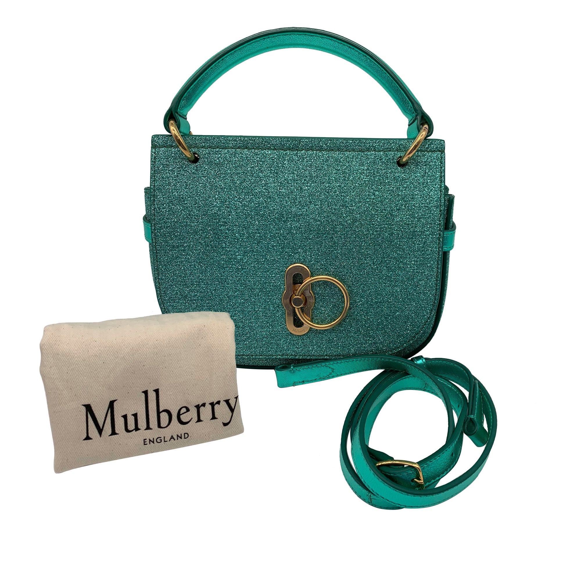 Green Glitter Amberley Leather Satchel