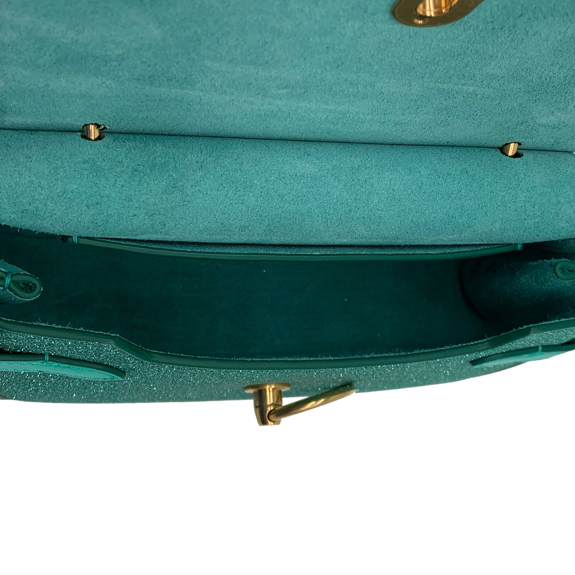 Green Glitter Amberley Leather Satchel