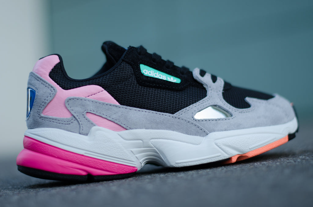 adidas falcon black grey pink