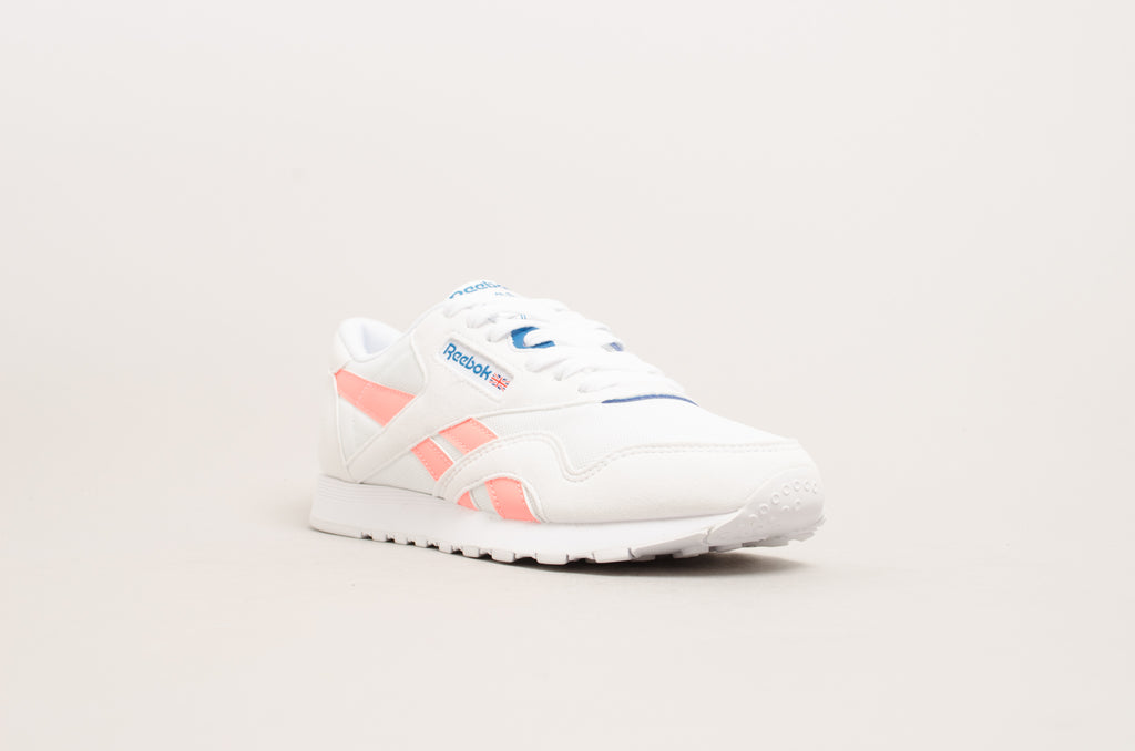 reebok white and pink classics nylon m txt sneakers