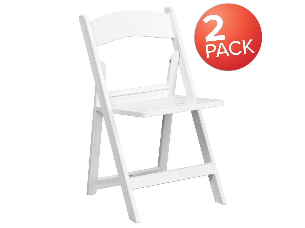 2 Pack HERCULES Series 1000 lb. Capacity White Resin Folding Chair with Slatted Seat