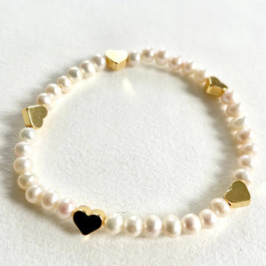 Heart Pearl Bracelet - Coco & Co Southport