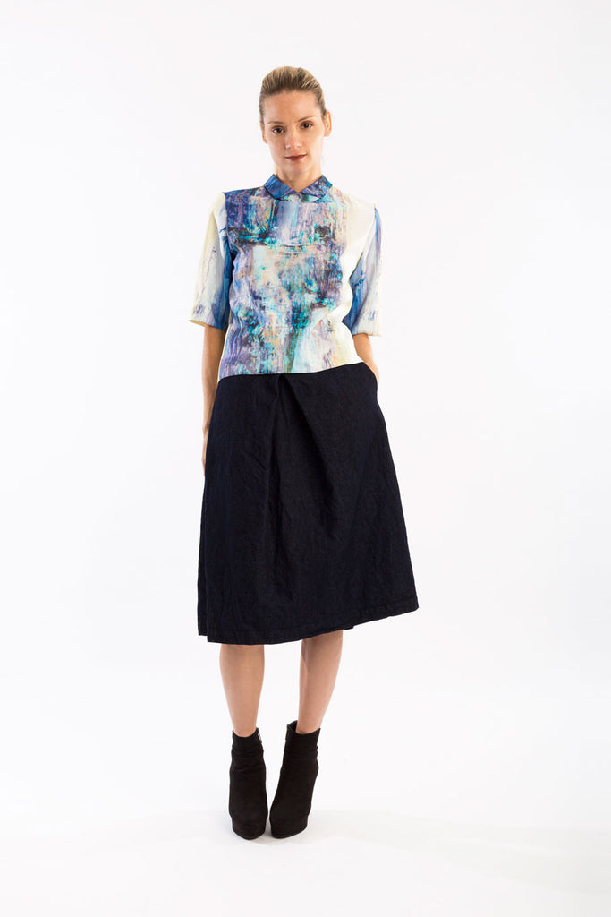 Paper Denim Midi Pocket Skirt