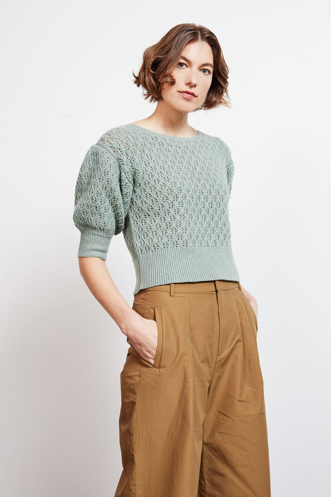 Celadon Pointelle Stitch Sweater (Eco Collection)