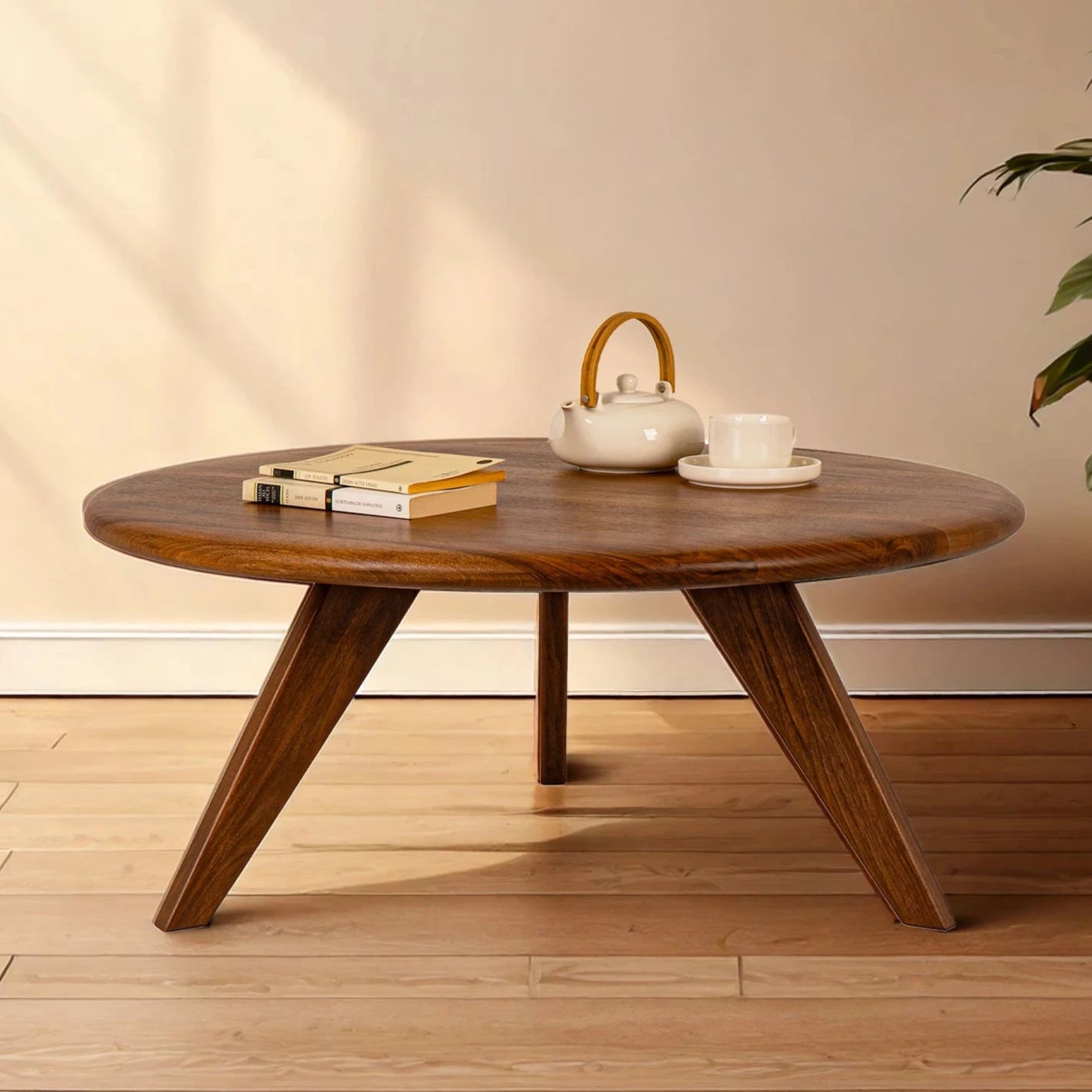 Petra Wood Round Coffee Table | Mid Century Modern Design