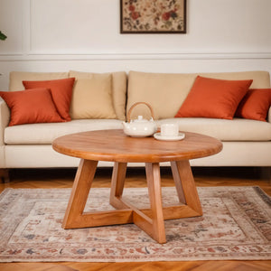 Axis Modern Round Coffee Table | Timeless Solid Wood Design - Tomruque Wood Studios
