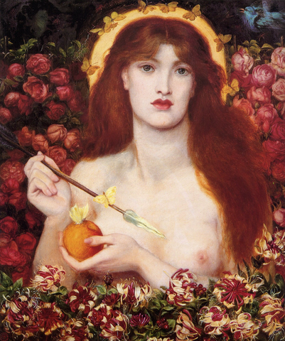 The Goddess Venus surrounded by flowers.