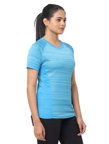 Women Sports Wear T Shirt - Wedge Wood/Sky blue