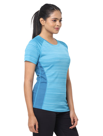 Generic Women Workout Shirts Yoga S Activewear Round-Neck Blue_S