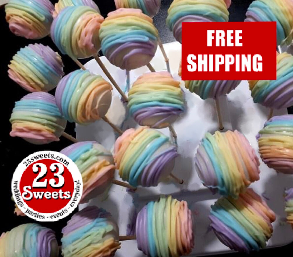 Rainbow pastel 1 dozen, CAKE POPS, various colours and flavours available,  free shipping