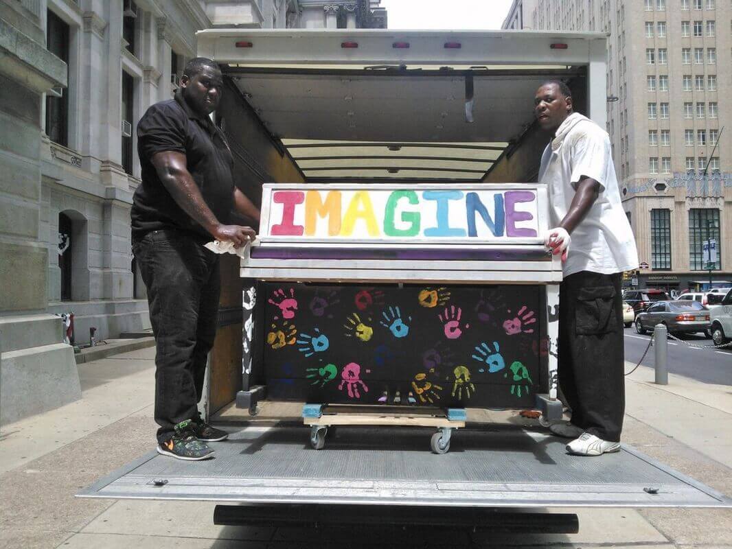 display of art pianos done by students of The Philadelphia School District