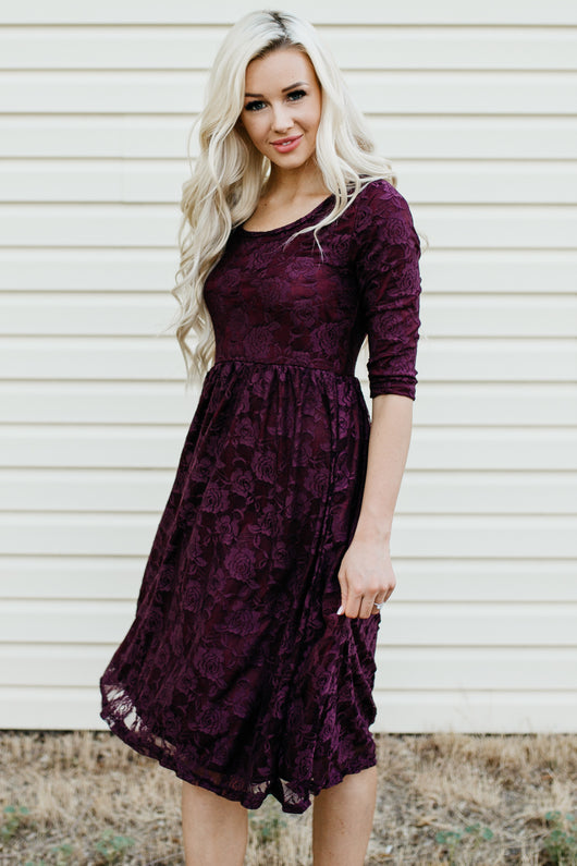 plum lace dress