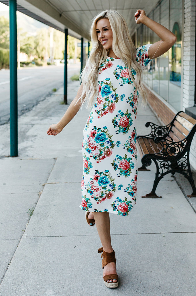 Floral Tee Dress: Ivory Floral – Sign Here
