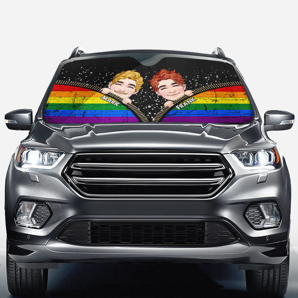 Funny Couple Pride - Personalized LGBT Support Car Sunshade