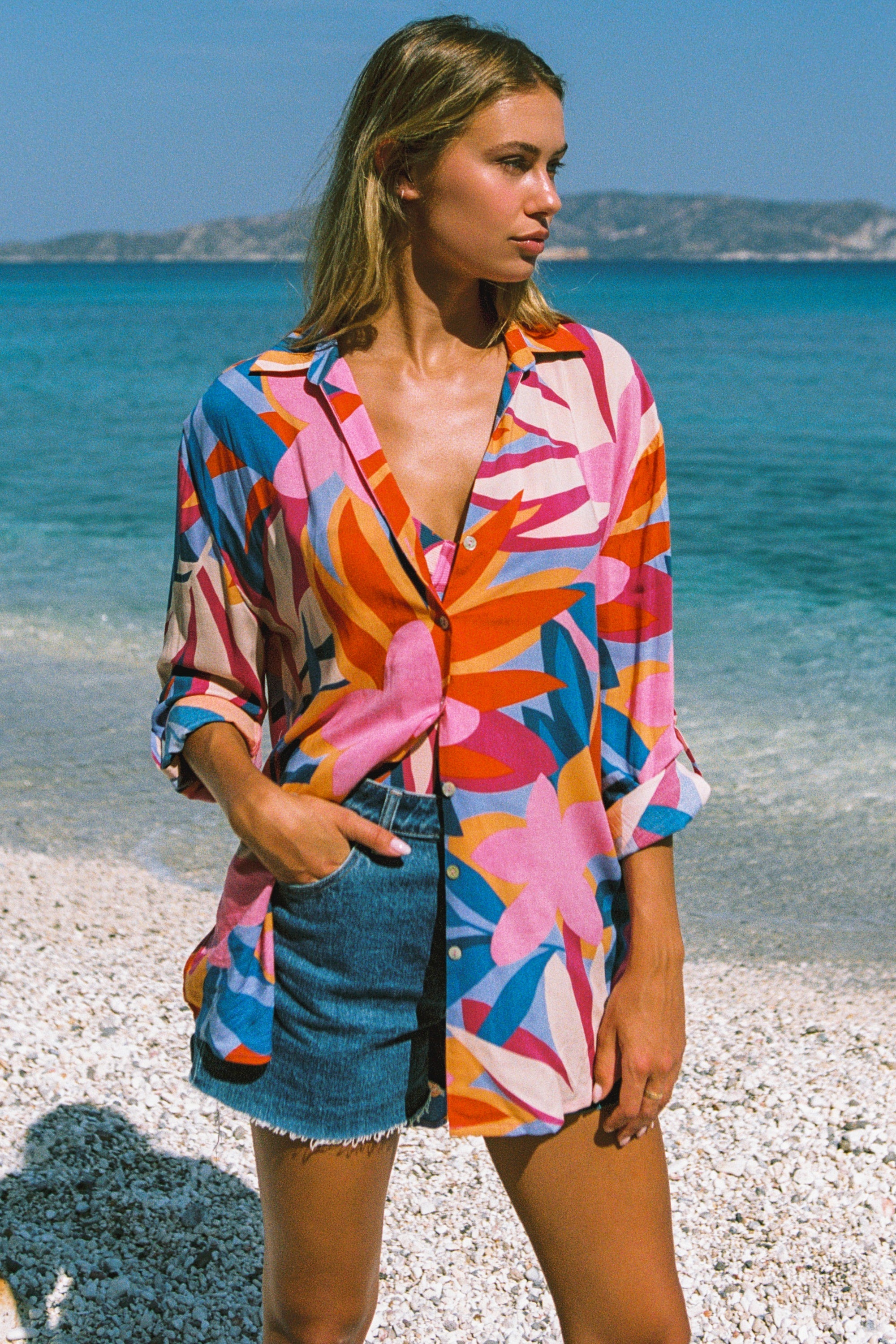 Beach Shirt In Begonia