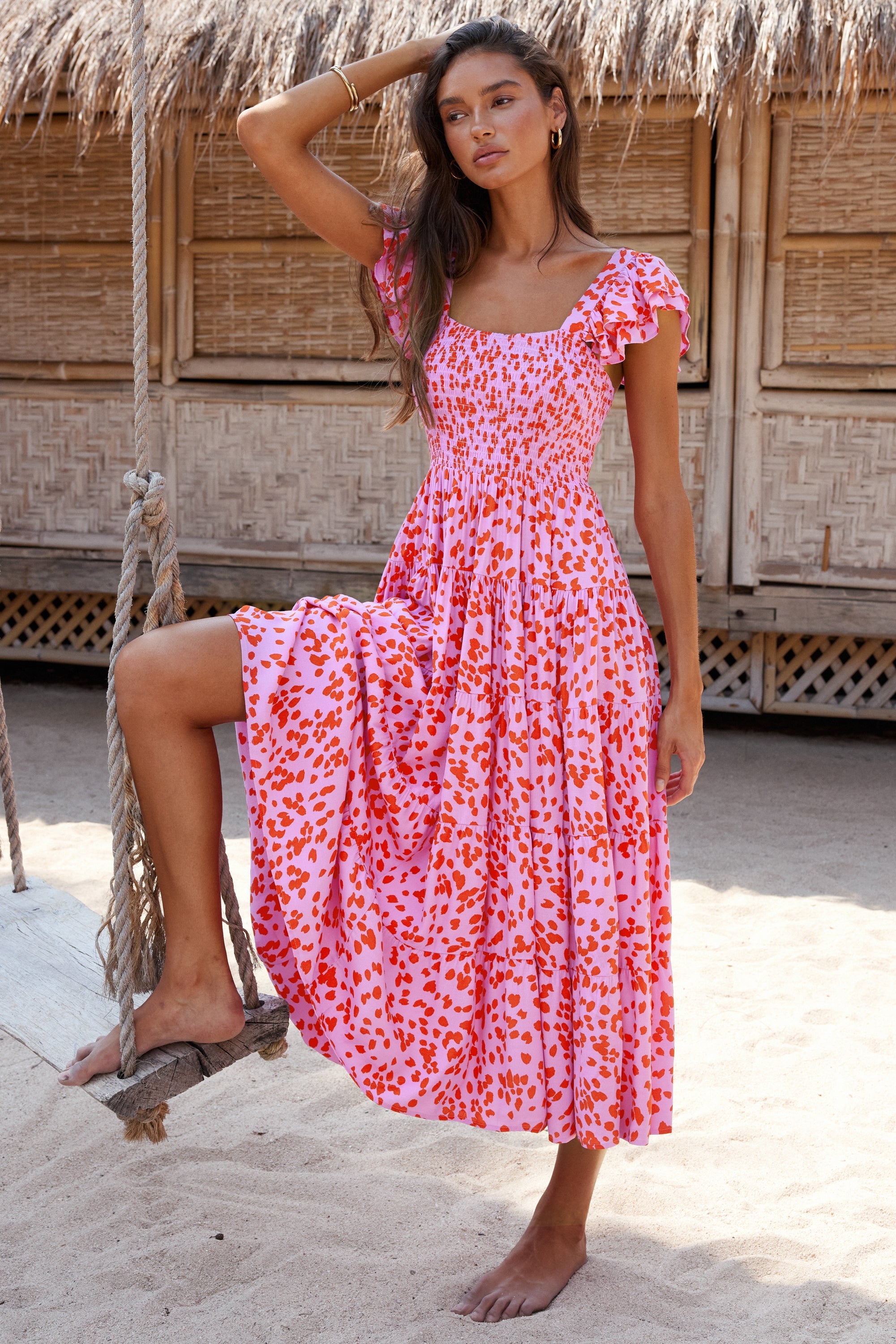 Ebony Dress In Flamingo